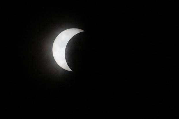 A partial solar eclipse is seen from Eagle Pass, Texas, April 8, 2024.