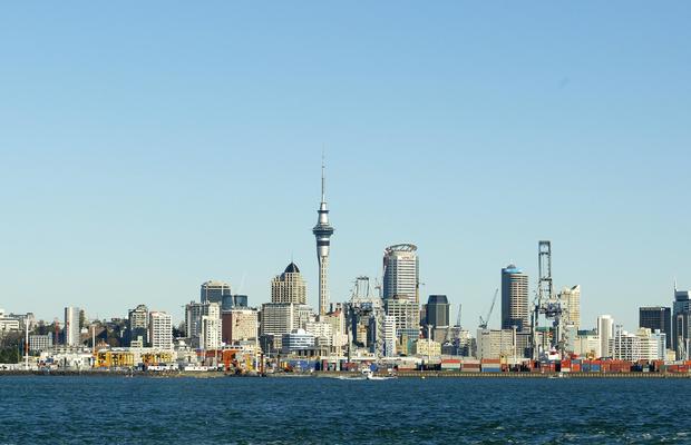 A View from the Auckland Harbour looking back onto 