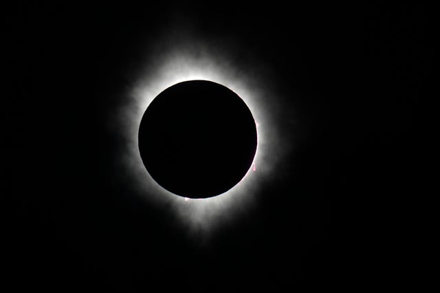 The moon covers the sun during a total solar eclipse, as seen from Fort Worth, Texas, April 8, 2024.