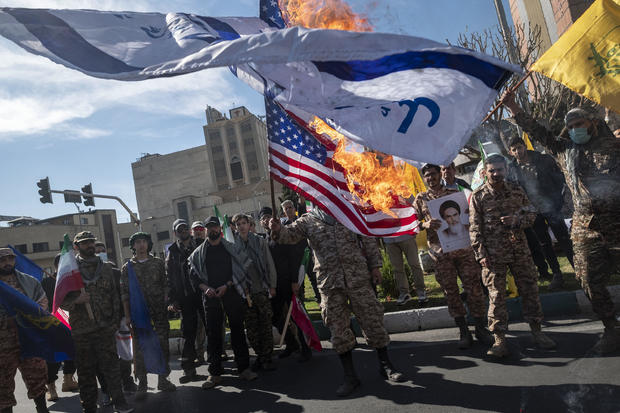 Iran-Burning Flags Of The U.S. And Israel 