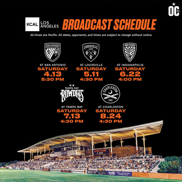 KCAL Los Angeles to broadcast 5 Orange County SC away games