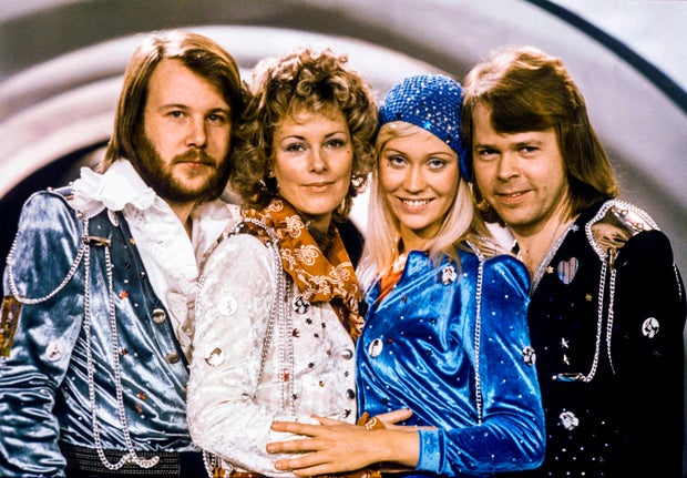 From left, Abba members Benny Andersson, Anni-Frid Lyngstad, Agnetha Faltskog and Bjorn Ulvaeus pose for a picture in 1974 in Stockholm after winning the Swedish branch of the Eurovision Song Contest with their song