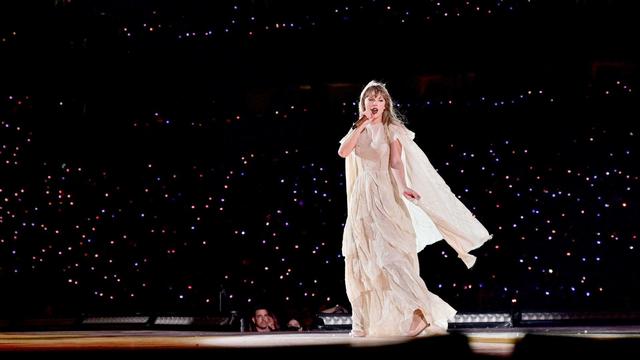 Taylor Swift on stage during the Eras Tour at Lincoln Financial Field in Philadelphia 