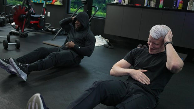 Anderson Cooper works out with Kevin Hart