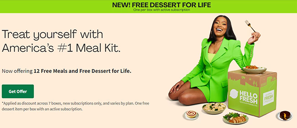 Screencap: HelloFresh signup page