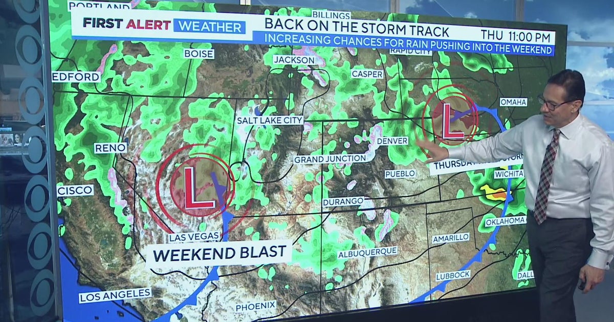 Back on the storm track Thursday through the weekend - CBS Colorado