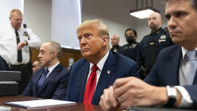 Former President Donald Trump attends his trial at Manhattan Criminal Court in New York City on April 25, 2024. 