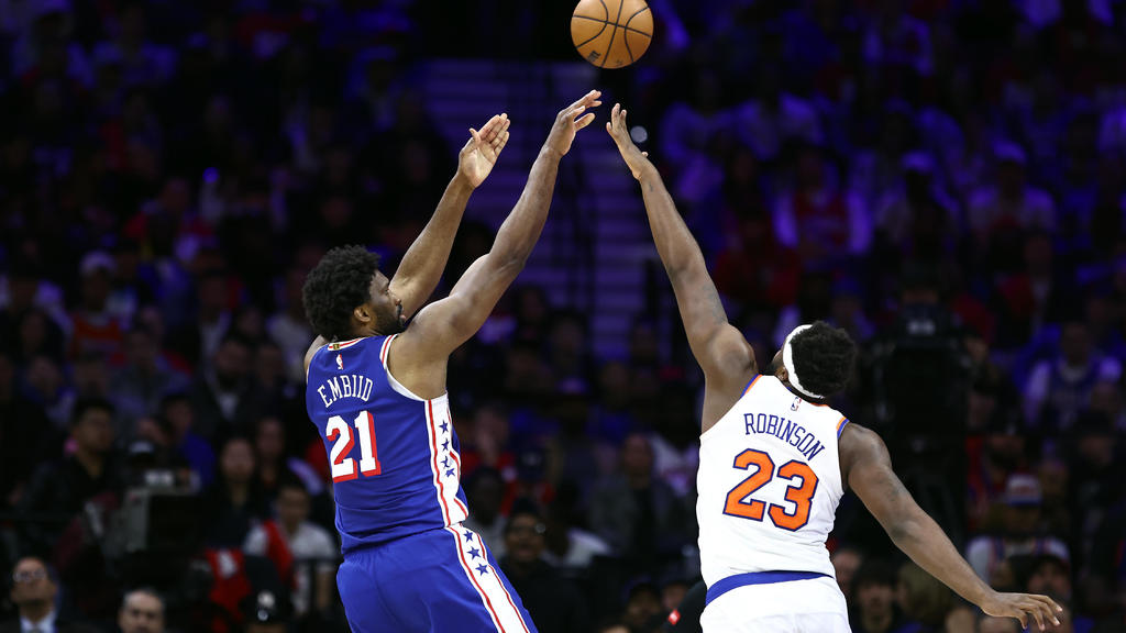 Joel Embiid scores 50 points to lead 76ers past Knicks to cut deficit
to 2-1