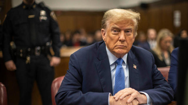 Former President Donald Trump appears in Manhattan Criminal Court for his criminal trial on April 26, 2024. 