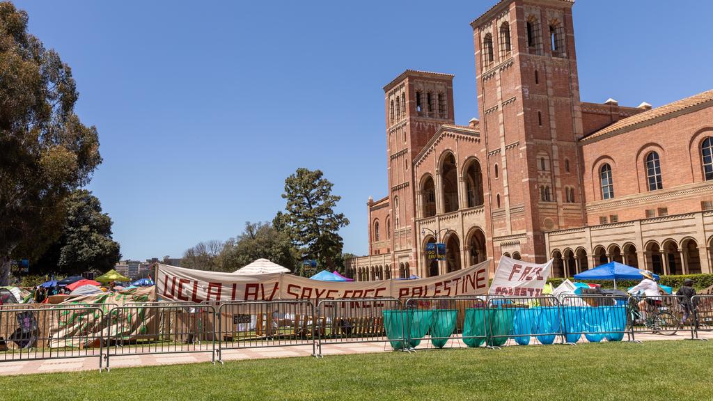 Violence breaks out at dueling pro-Israel and pro-Palestine protests
on UCLA campus