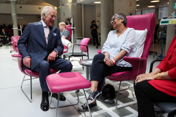 King Charles III And Queen Camilla Visit University College Hospital Macmillan Cancer Centre
