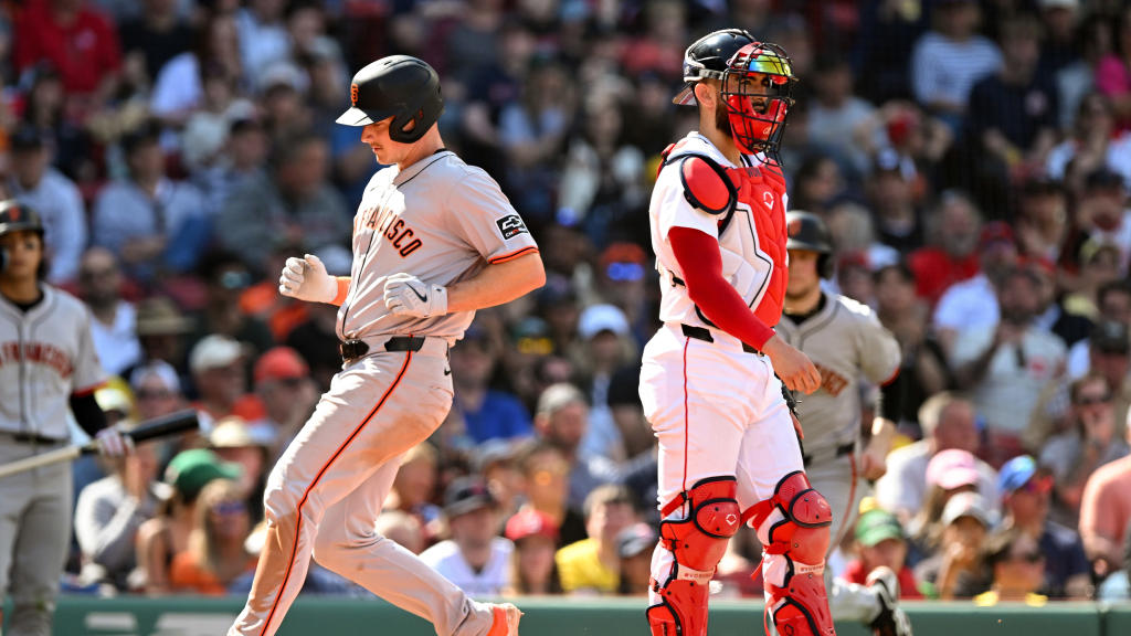 Mike Yastrzemski homers after visit from his grandfather, Giants avoid
sweep by Red Sox