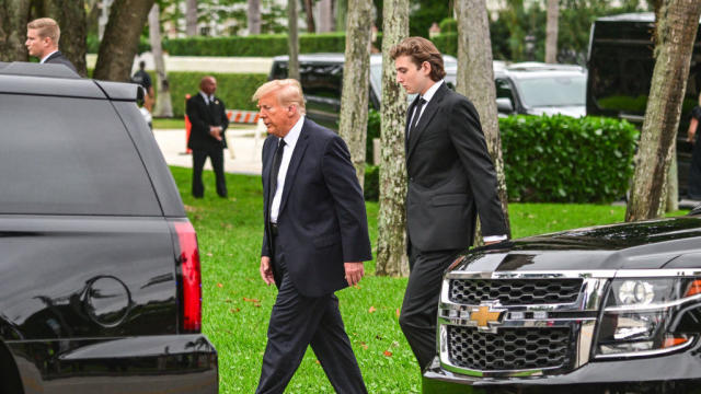Former US President Donald Trump and his son Barron Trump 