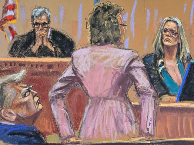 Court sketch of Stormy Daniels testifying 