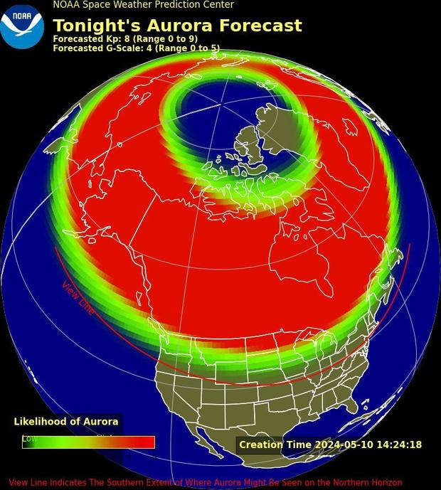 Maps of northern lights forecast show where millions in U.S. could see