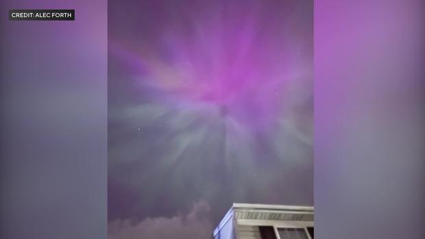 A purple glow in the sky over Hamburg, New York. 