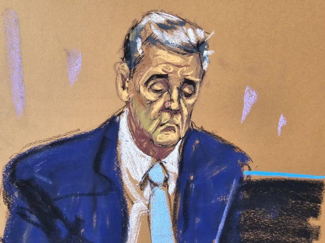 Michael Cohen on the witness stand in former President Donald Trump's trial in New York on Tuesday, May 14, 2024. 