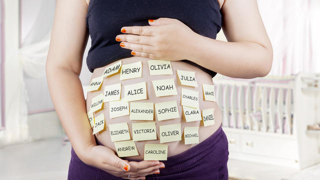 Pregnant belly with baby names choices 