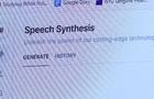 A photo of a computer screen with a webpage pulled up that reads "Speech Synthesis." 