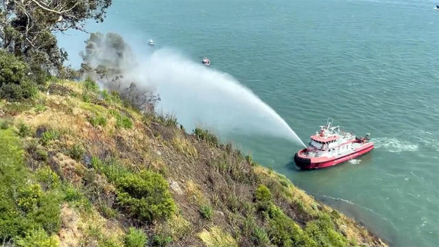Fireboat Battles Blaze on Yerba Buena Island 