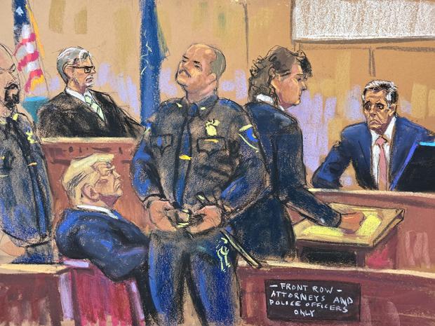 Michael Cohen faces questioning during former President Donald Trump's trial in New York on Monday, May 20, 2024. 