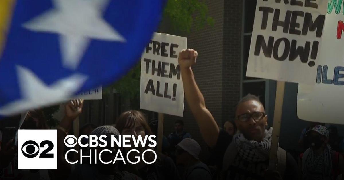 "Coalition to March on the DNC" holds "leadup" rally outside CPD