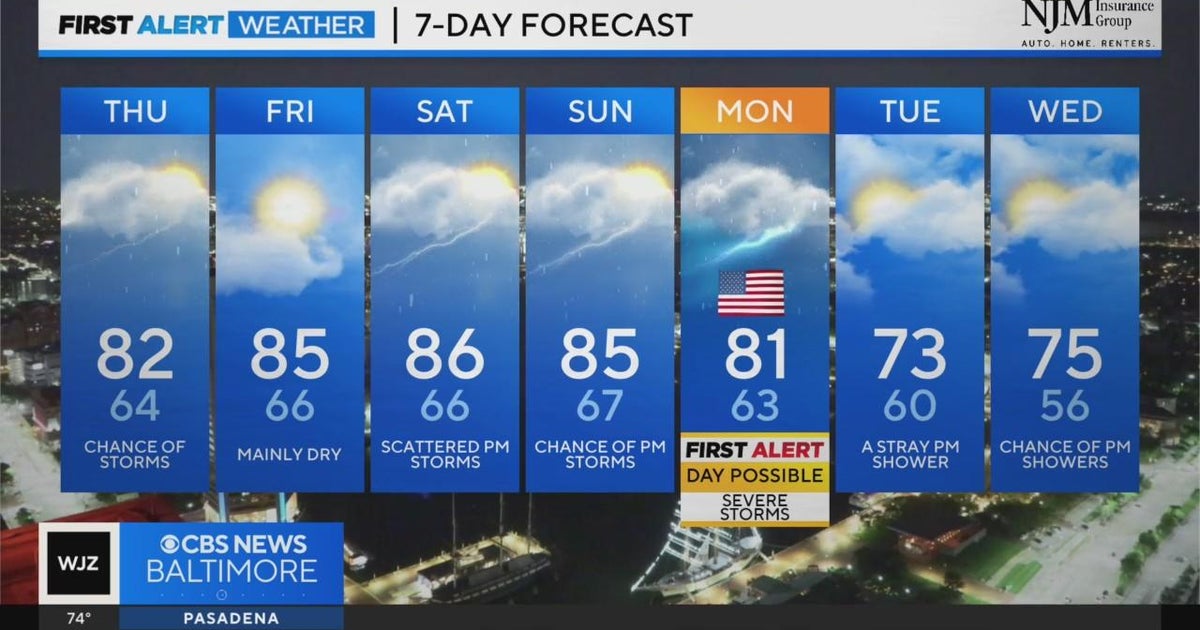 Scattered storm chances through Memorial Day weekend - CBS Baltimore