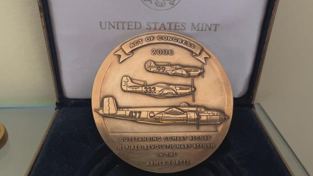 A photo of the Congressional Gold Medal given to the Tuskegee Airmen 