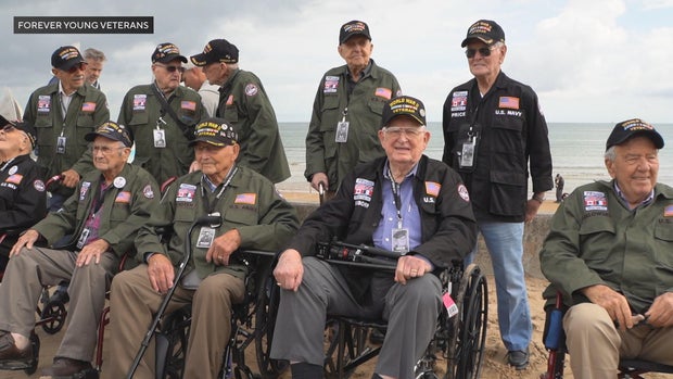 World War II veterans visiting the beaches of Normandy, France