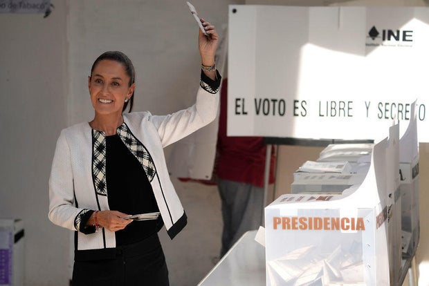 Claudia Sheinbaum casts her vote in Mexico City