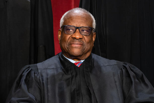 Justice Clarence Thomas is seen during the Supreme Court's formal group photograph in Washington, Oct. 7, 2022. 