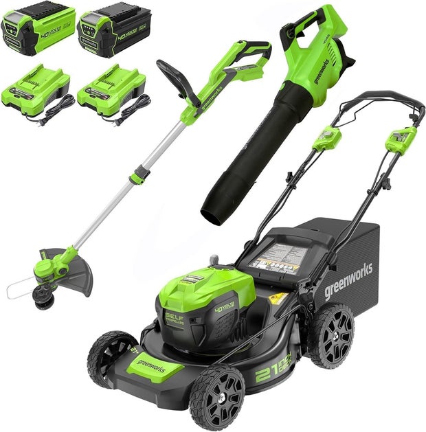 Greenworks lawn mower bundle