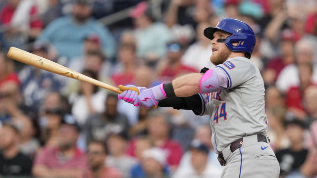 Harrison Bader #44 of the New York Mets hits a two run home run in the fourth inning during against the Washington Nationals at the Nationals Park on June 4, 2024 in Washington, DC. 