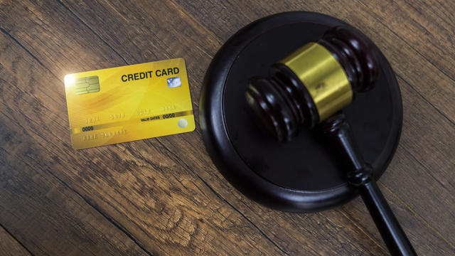 Credit Cards with Gavel ,Credit card with a hammer 