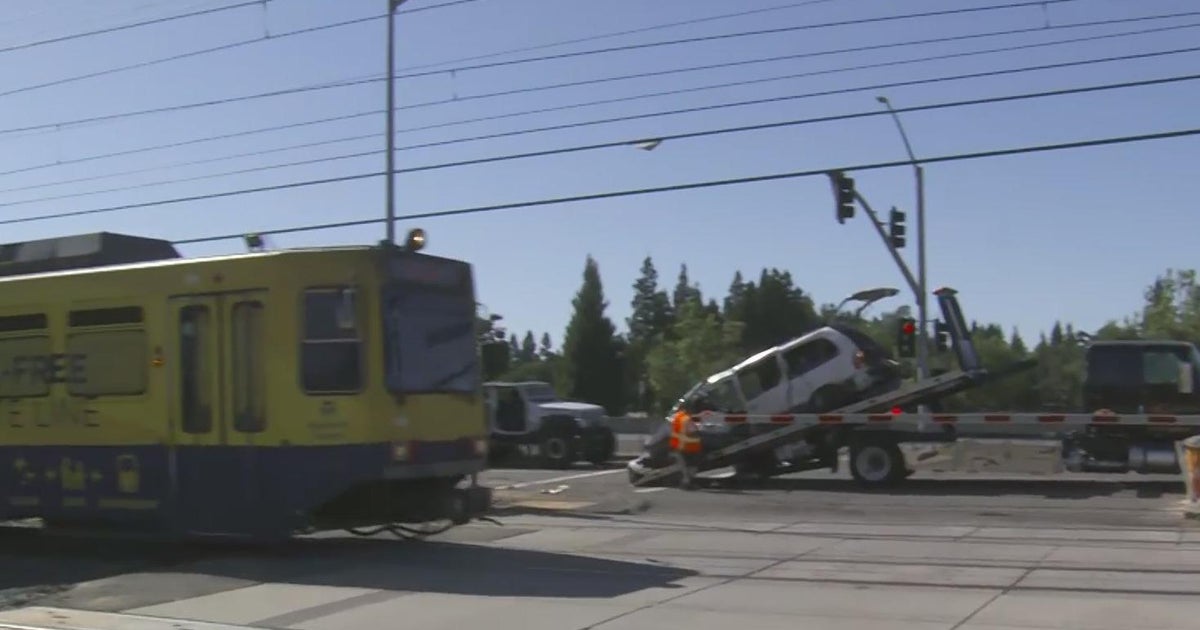 Person hospitalized after light rail collides with van in Sacramento