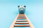 Piggy Bank Climbing a Stair 