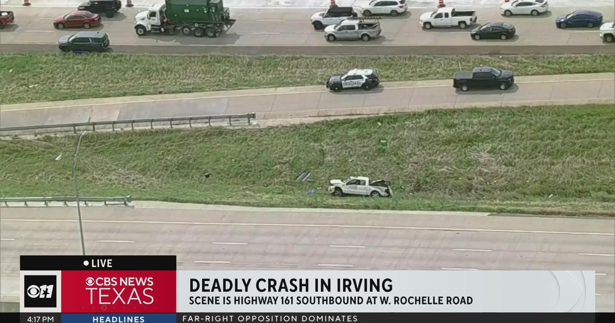 Deadly crash slowing traffic on 161 in Irving - CBS Texas