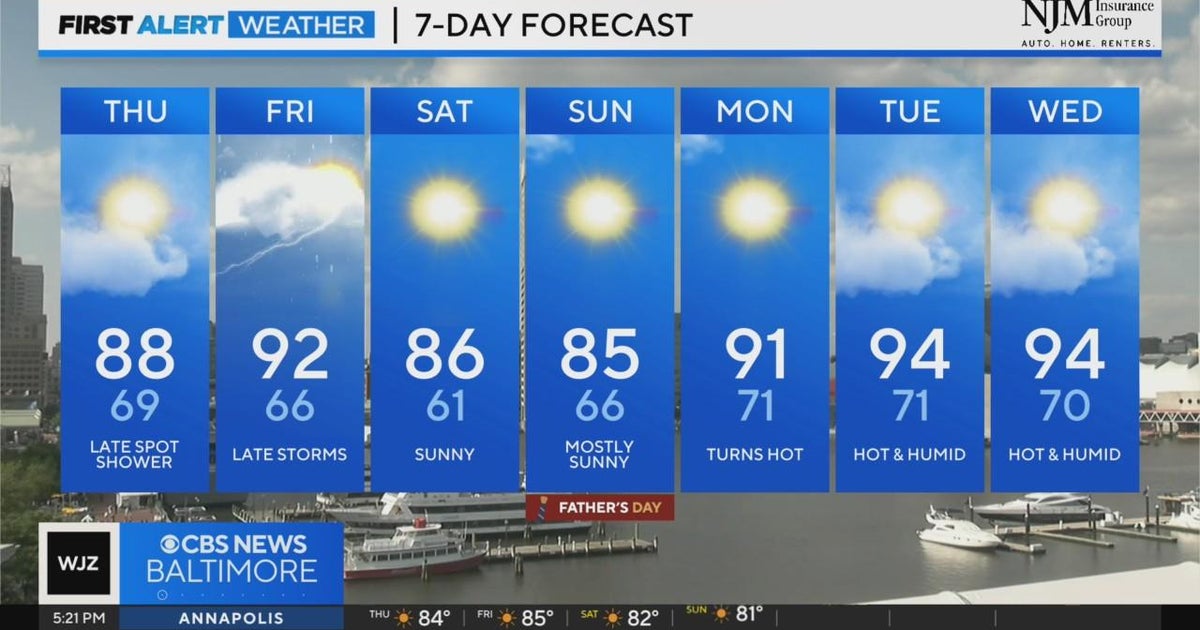 Hotter temperatures returning to Maryland on Thursday - CBS Baltimore