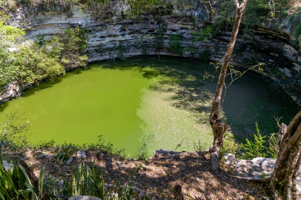 Sacred cenote, Chichen Itza, Mayan ruins, Yucatan, Mexico