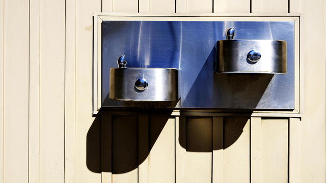 Steel Drinking Fountain Mounted on Wall 