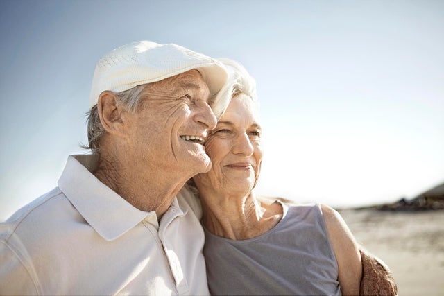 senior couple on beach 