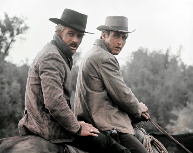 Robert Redford and Paul Newman on the set of "Butch Cassidy and the Sundance Kid" 