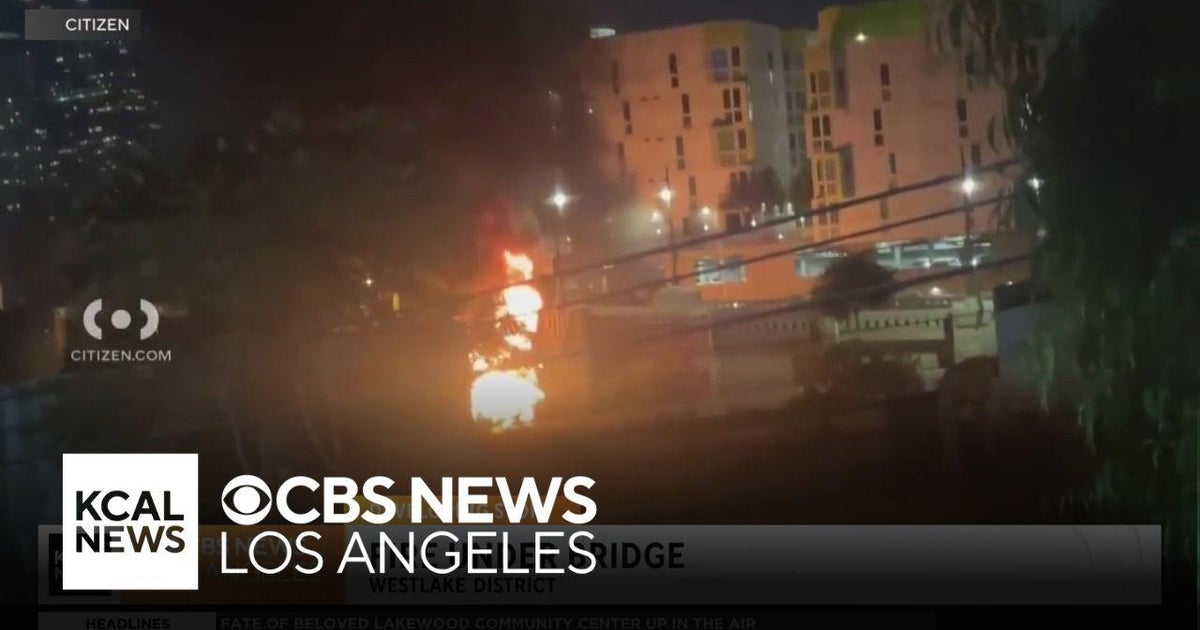 Fire breaks out under bridge in L.A.'s Westlake District - CBS Los Angeles
