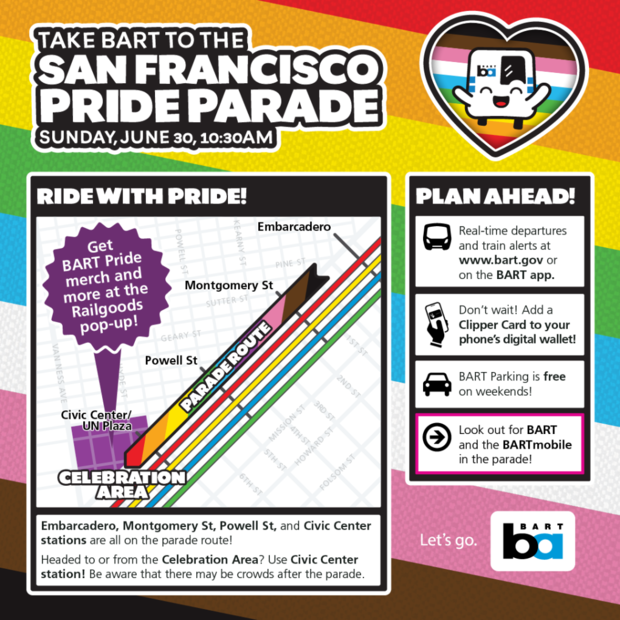 BART San Francisco 2024 Pride Parade Map 