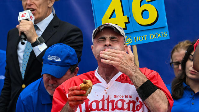 Professional Eaters Compete In Nathan's Annual Hot Dog Eating Contest 