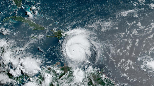 Hurricane Beryl is seen in the Caribbean in a satellite image at 8:20 a.m. ET, July 2, 2024. 