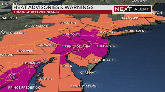 Excessive heat warning and heat warning for July 10, 2024 