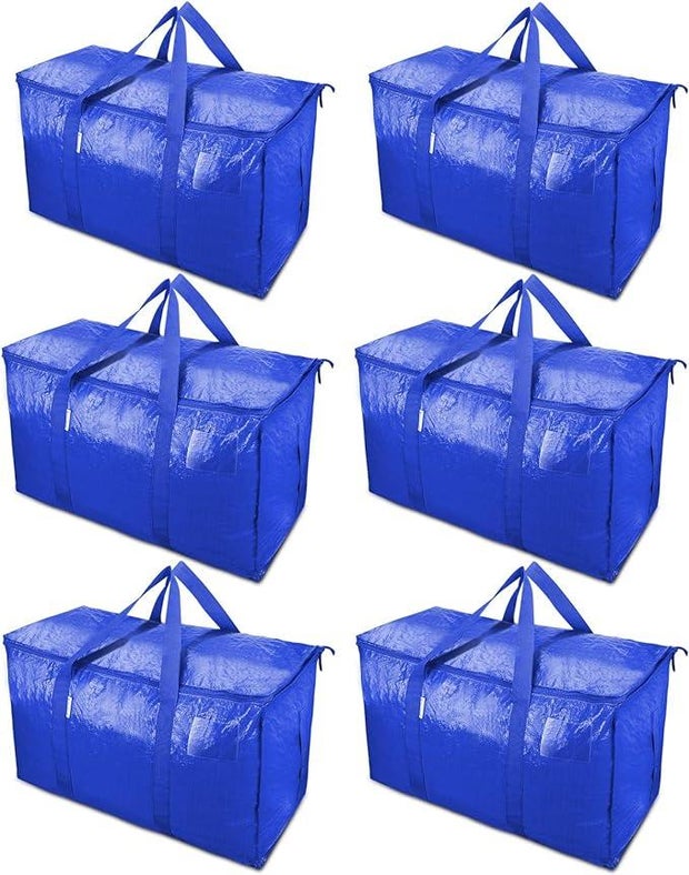 TICONN 6 Pack Extra Large Moving Bags with Zippers & Carrying Handles