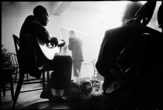 Big Bill Broonzy playing guitar at the Old Town School of Folk Music opening night, December 1, 1957 