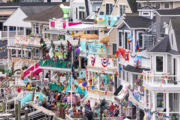 Homes are decorated for Night in Venice in Ocean City 